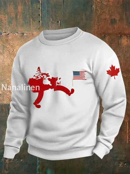 Men’s Don’t Mess With Canada Printed Long Sleeve Sweatshirt White / S