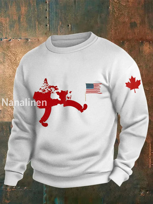 Men’s Don’t Mess With Canada Printed Long Sleeve Sweatshirt White / S
