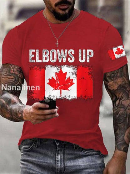 Men’s Elbows Up Canada Flag Print Tee Red / S