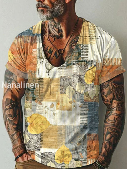 Men`s Fantasy Abstract Art Print Pocket Casual Short Sleeves T-Shirt Colorful / S