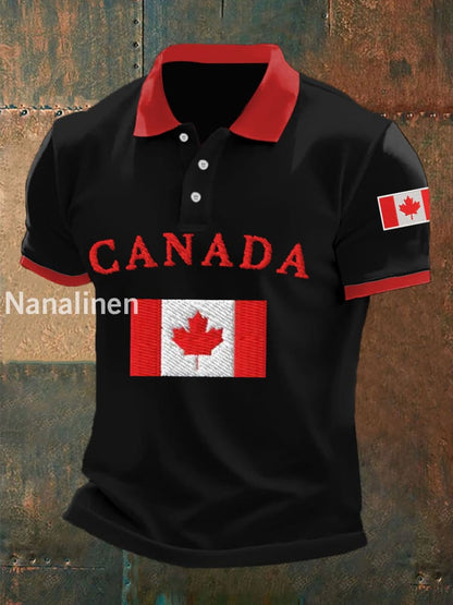 Men’s Happy Canada Day Canadian Flag Print Casual Top Black / S