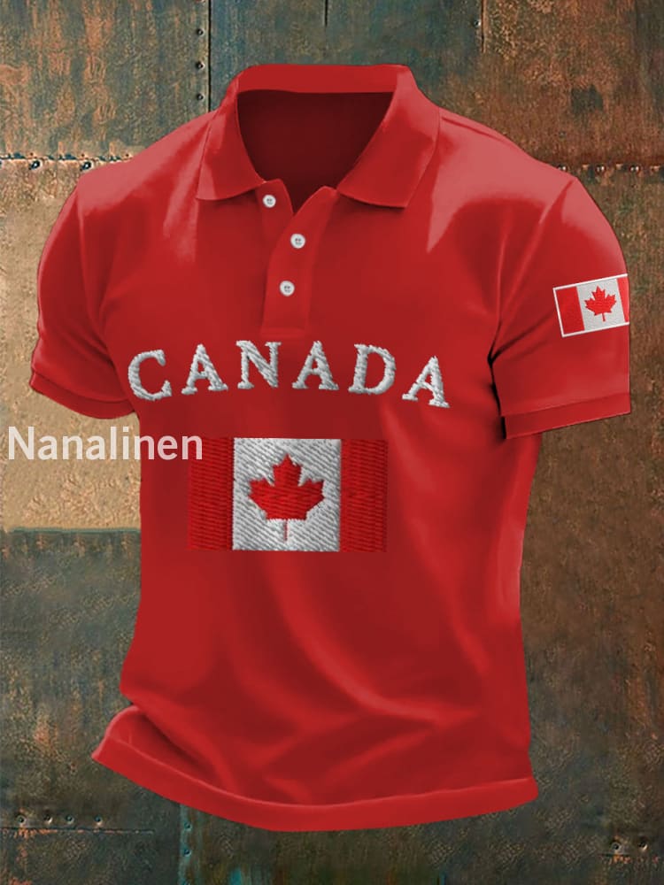 Men’s Happy Canada Day Canadian Flag Print Casual Top Red / S