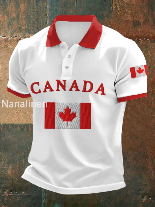 Men’s Happy Canada Day Canadian Flag Print Casual Top White / S