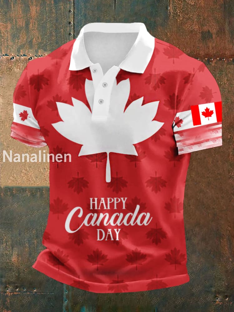 Men’s Happy Canada Day Canadian Maple Leaf Print Casual Top Red / S