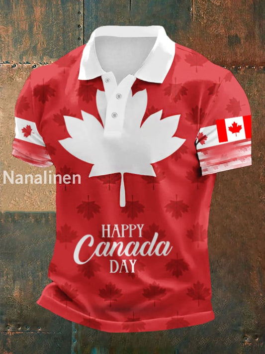 Men’s Happy Canada Day Canadian Maple Leaf Print Casual Top Red / S