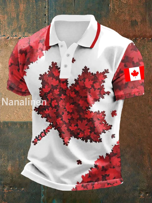 Men’s Happy Canada Day Canadian Maple Leaf Print Casual Top Red / S