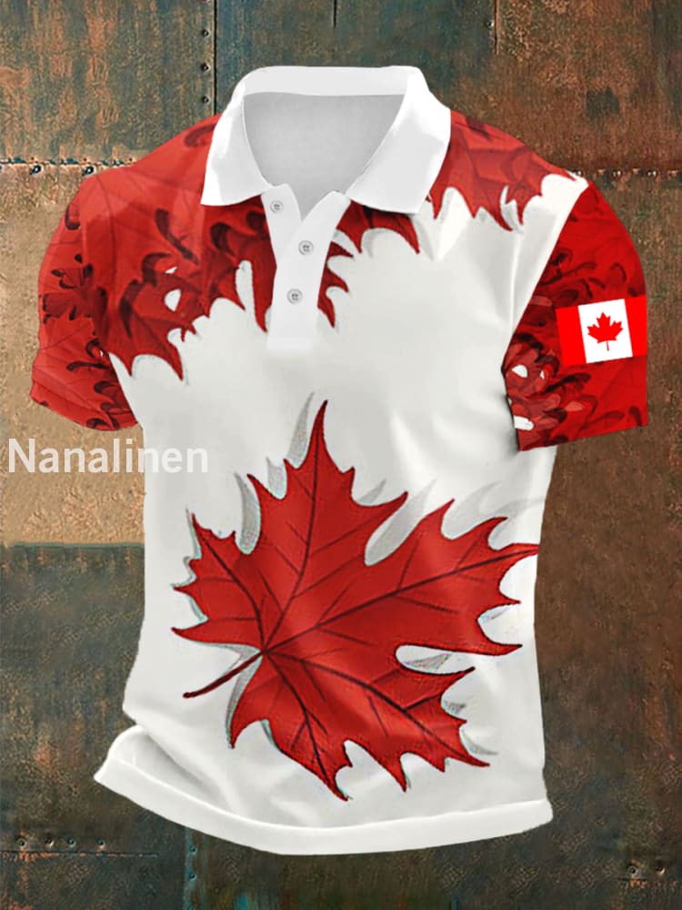 Men’s Happy Canada Day Canadian Maple Leaf Print Casual Top Red / S