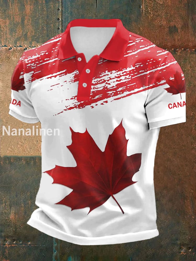 Men’s Happy Canada Day Canadian Maple Leaf Print Casual Top Red / S