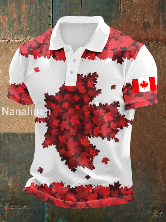 Men’s Happy Canada Day Canadian Maple Leaf Print Casual Top Red / S