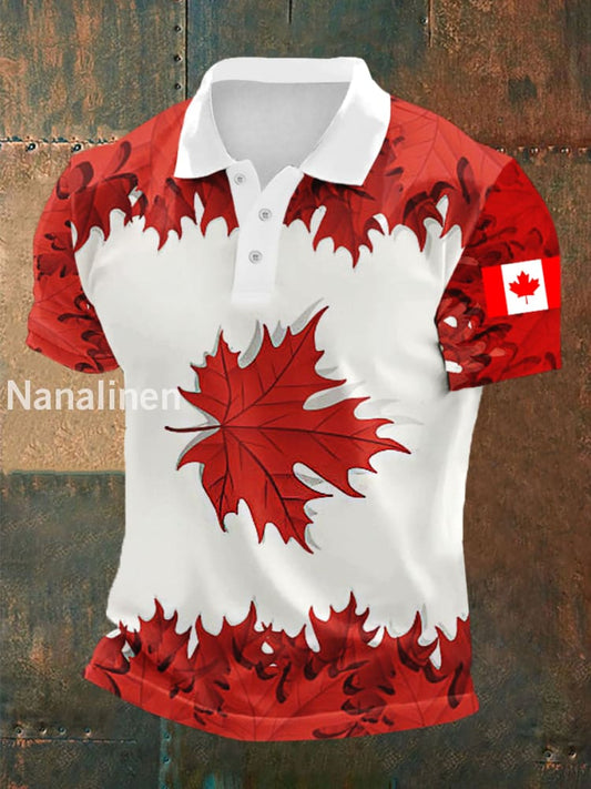 Men’s Happy Canada Day Canadian Maple Leaf Print Casual Top Red / S