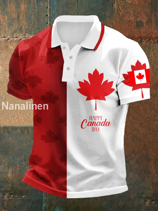 Men’s Happy Canada Day Canadian Maple Leaf Print Casual Top Red / S