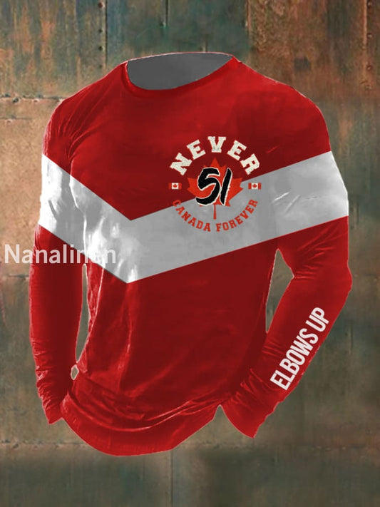 Men’s Never 51 Canada Forever Print Long Sleeve T-Shirt Red / S