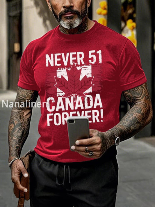 Men’s Never 51st State Canada Forever Printed T-Shirt Red / S