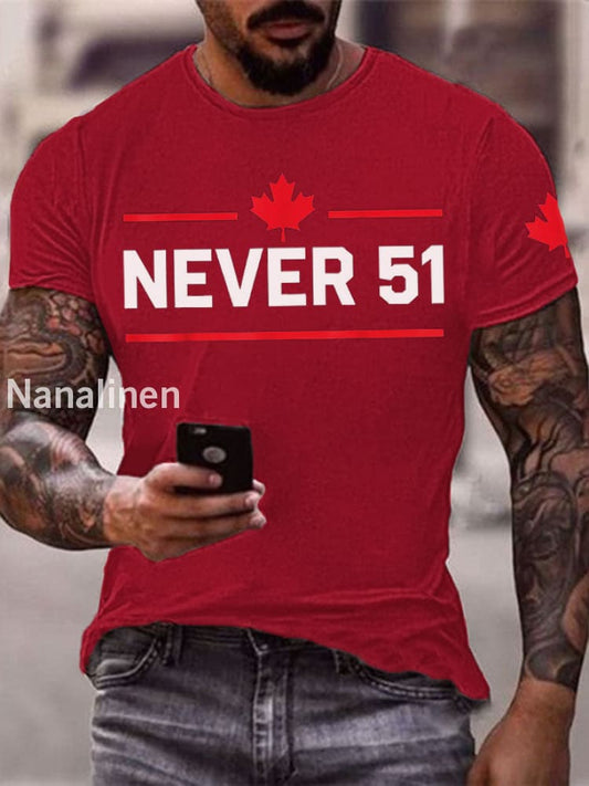 Men’s Never 51st State Canada Printed T-Shirt Red / S