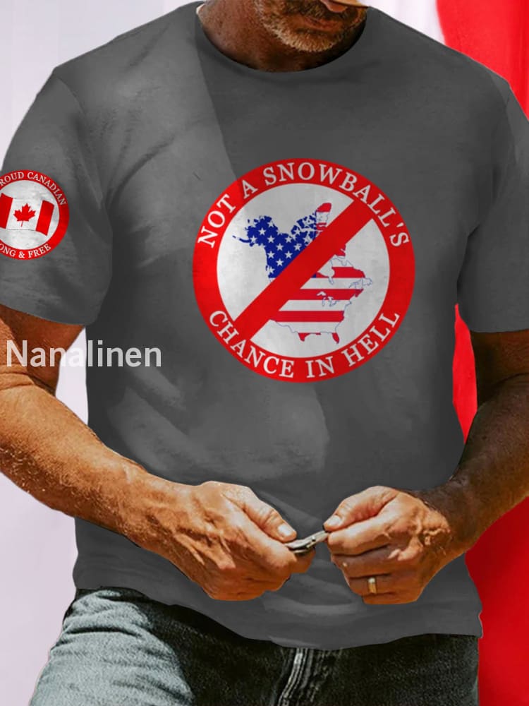 Men’s Not a Snowball’s Chance in Hell Canada Print Short Sleeve T-Shirt Dark Gray / S