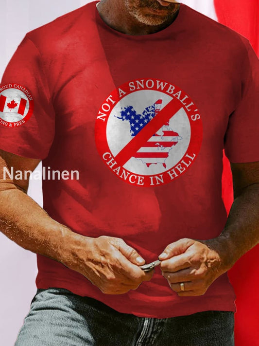 Men’s Not a Snowball’s Chance in Hell Canada Print Short Sleeve T-Shirt Red / S