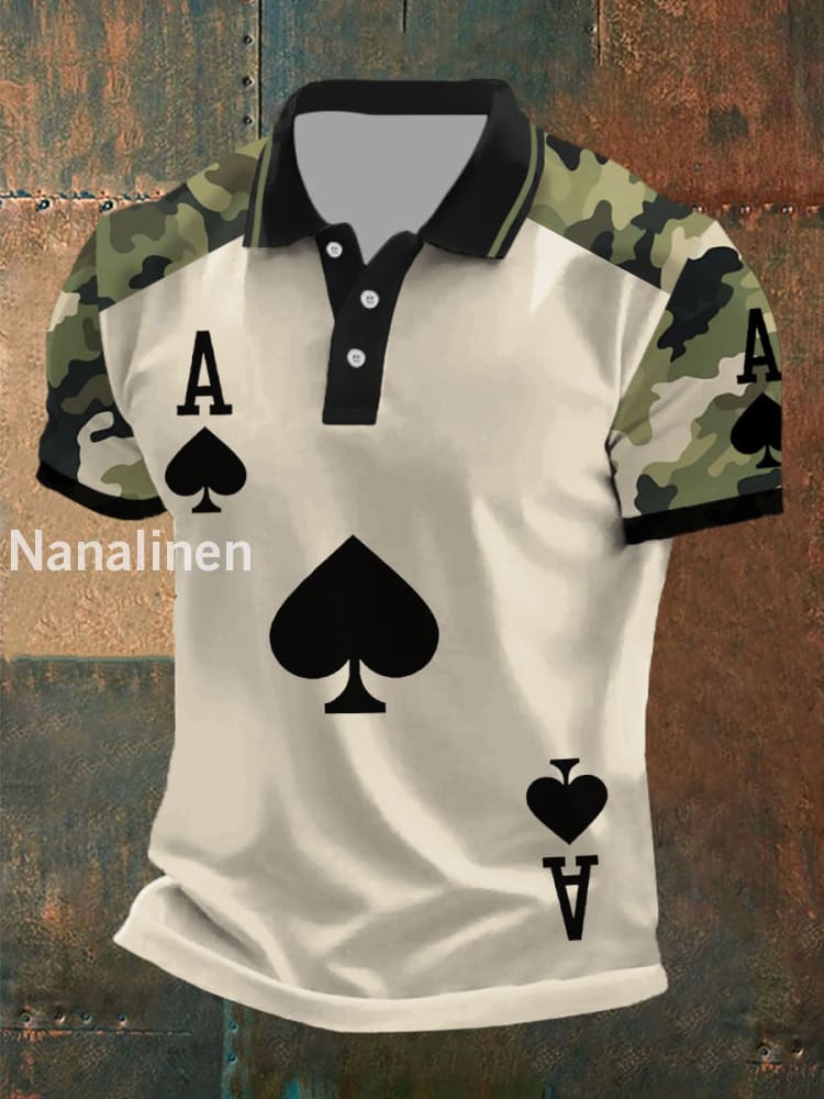 Men’s poker Ace of Spades camouflage tops Apricot / S