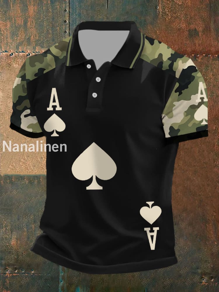 Men’s poker Ace of Spades camouflage tops Black / S