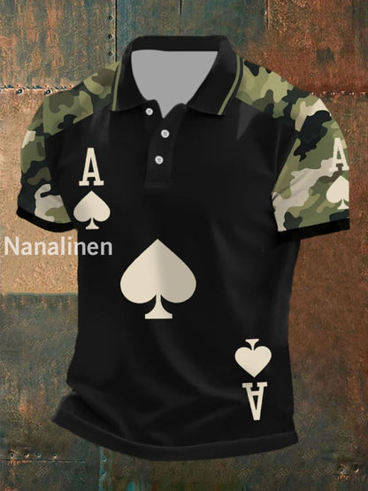 Men’s poker Ace of Spades camouflage tops Black / S