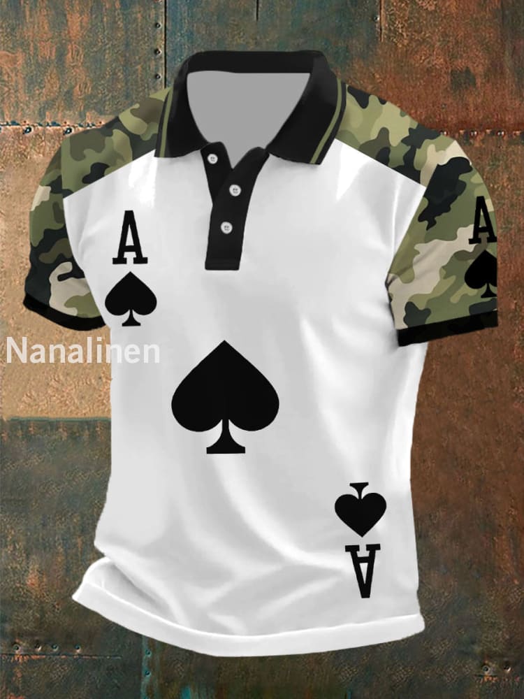 Men’s poker Ace of Spades camouflage tops White / S