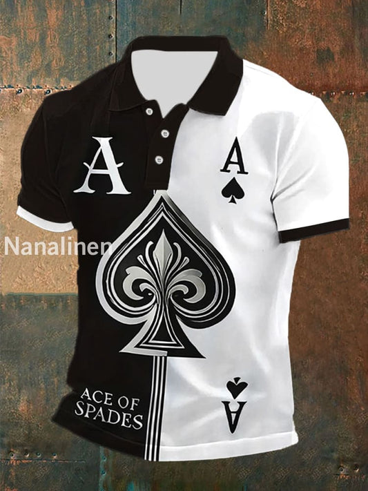 Men’s Poker Print Casual Top As picture / S