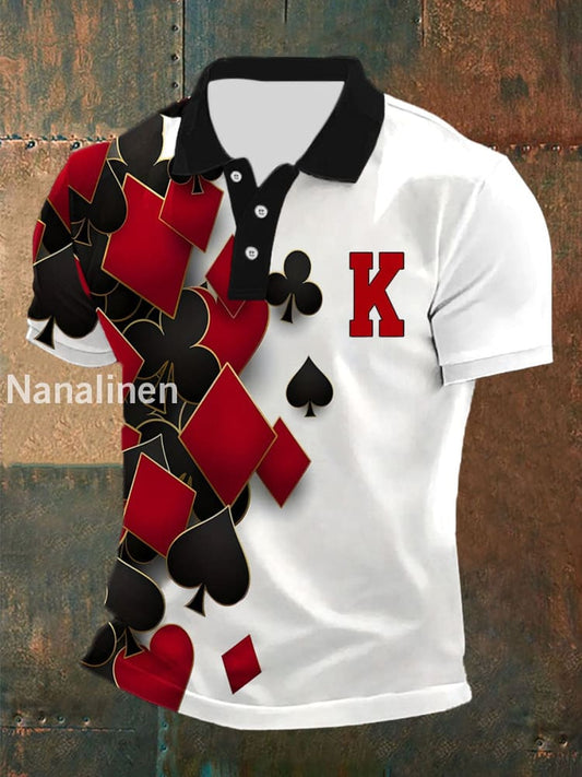 Men’s Poker Print Casual Top White / S