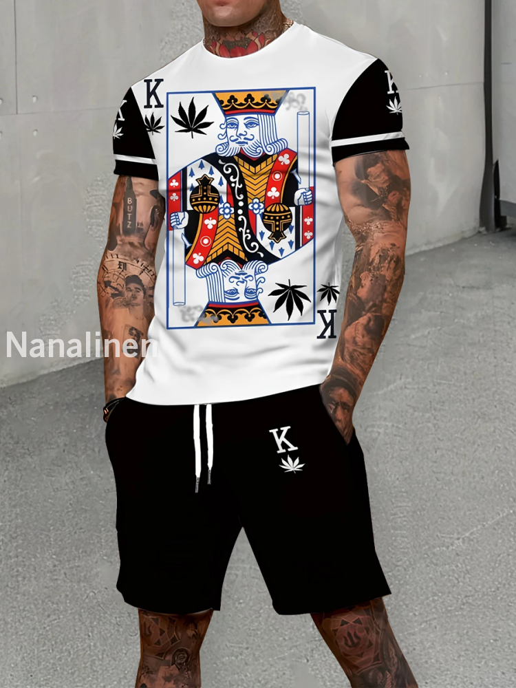 Men’s Poker Print Leisure Suit White / S