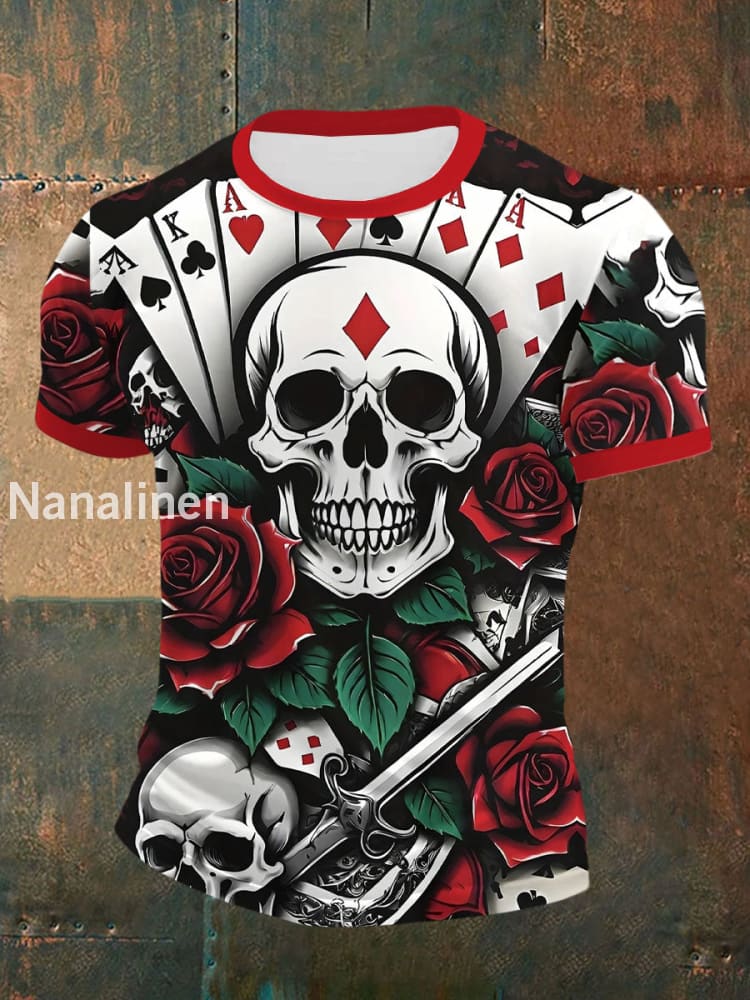 Men’s Poker Printed Casual T-Shirt As picture / S