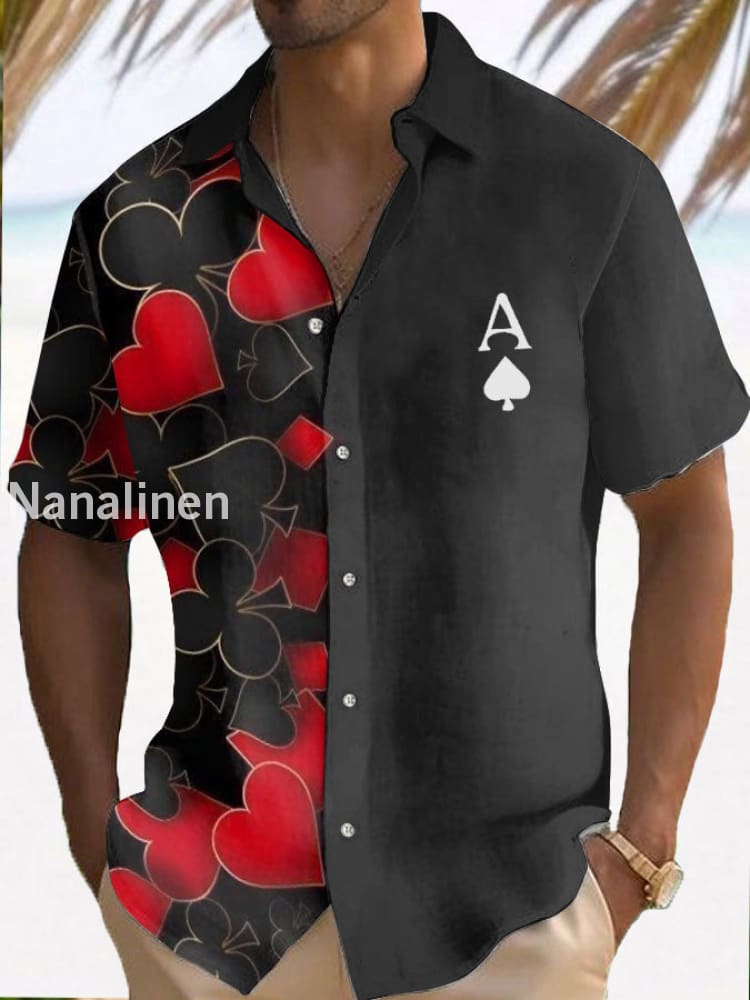 Men’s poker resort shirt Black / S