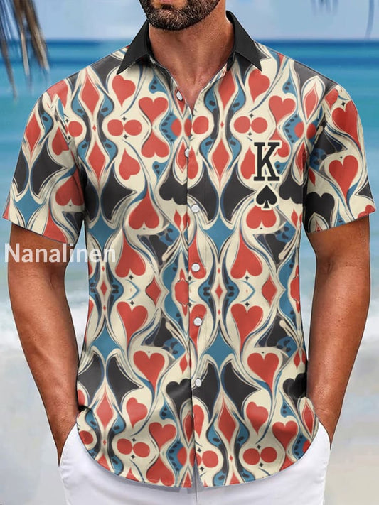 Men’s resort-style poker ace of spades shirts As picture / S