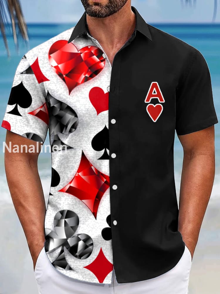Men’s Resort-Style Poker Hearts A Shirts Black / S