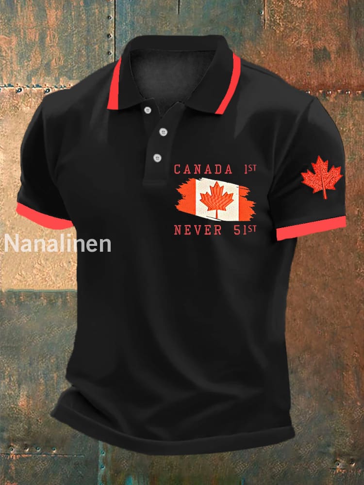 Men’s Retro Canadian Maple Leaf Print Shirt Black / S