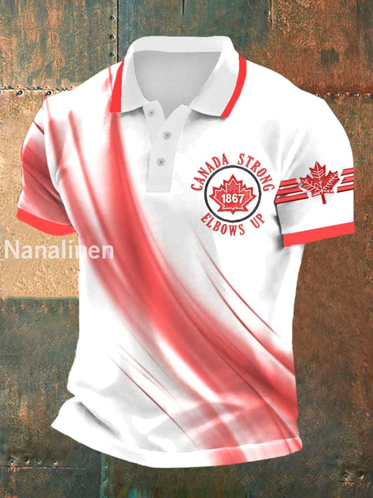 Men’s Retro Canadian Maple Leaf Print Shirt White / S