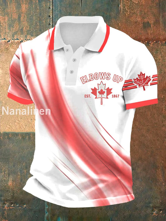 Men’s Retro Canadian Maple Leaf Print Shirt White / S