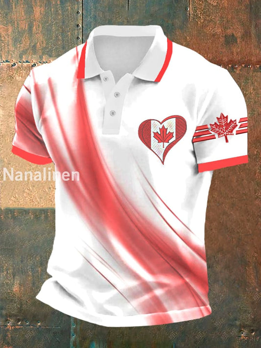 Men’s Retro Canadian Maple Leaf Print Shirt White / S