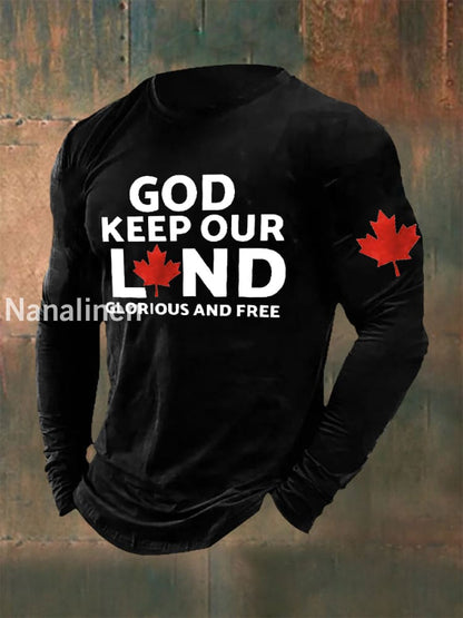 Men’s Retro God Keep Our Land Glorious And Free Print T-Shirt Black / S