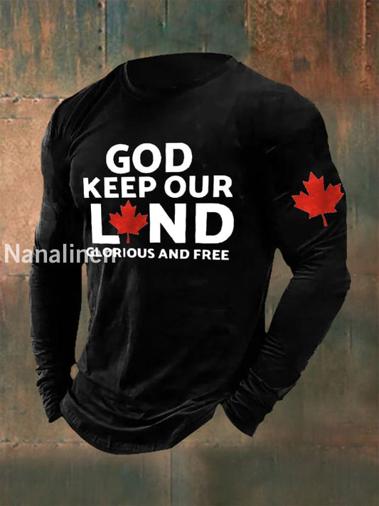 Men’s Retro God Keep Our Land Glorious And Free Print T-Shirt Black / S