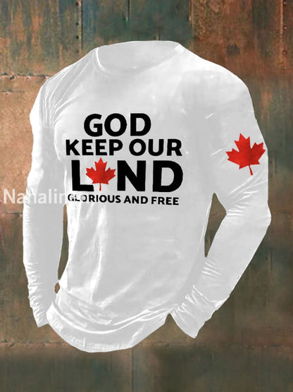 Men’s Retro God Keep Our Land Glorious And Free Print T-Shirt White / S