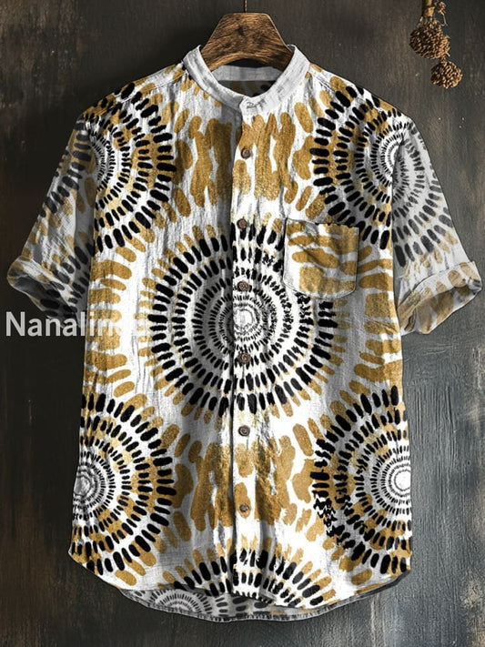 Men`s Vintage Style Floral Print Cotton Casual Short Sleeve Shirt Colorful / S
