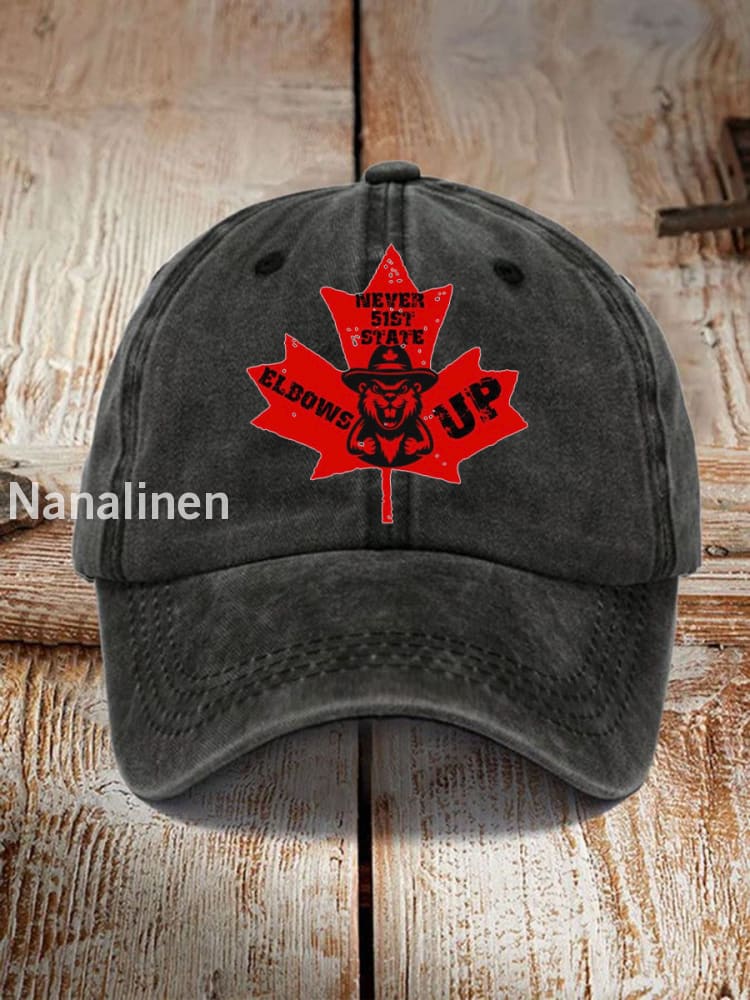 ’Never the 51st State ELBOWS UP’ print hat Black / JM