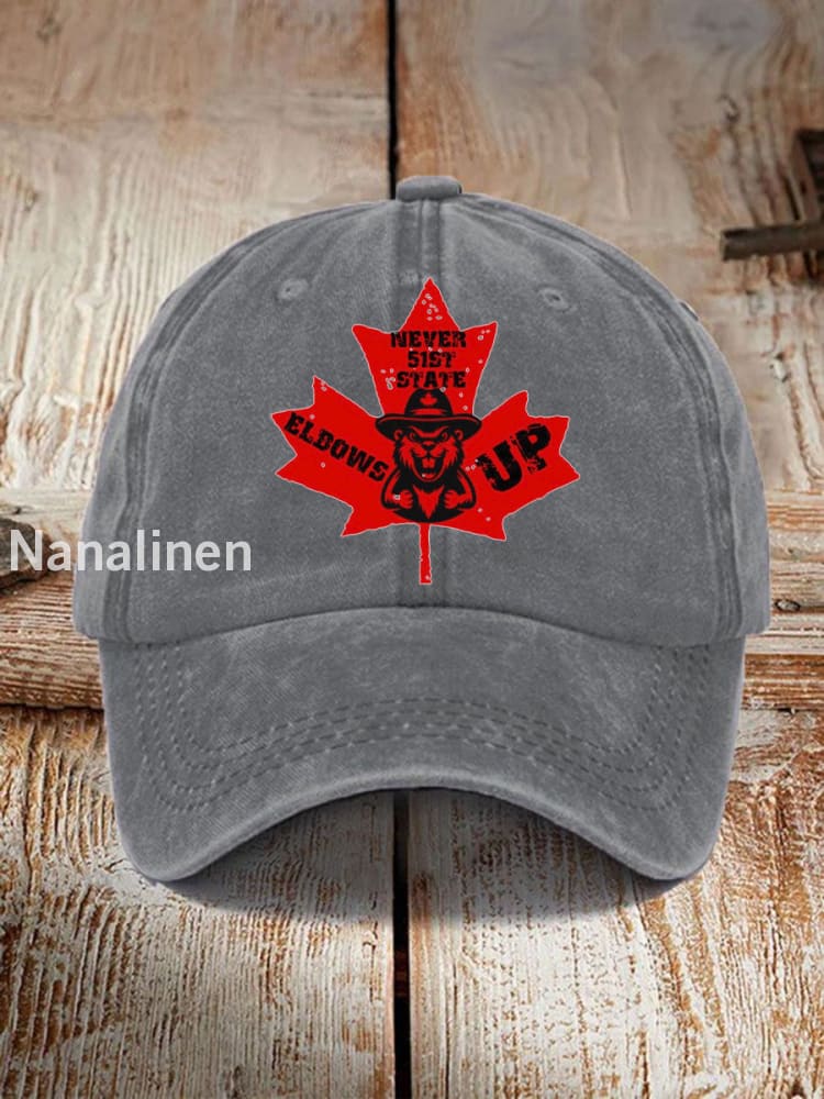 ’Never the 51st State ELBOWS UP’ print hat Gray / JM