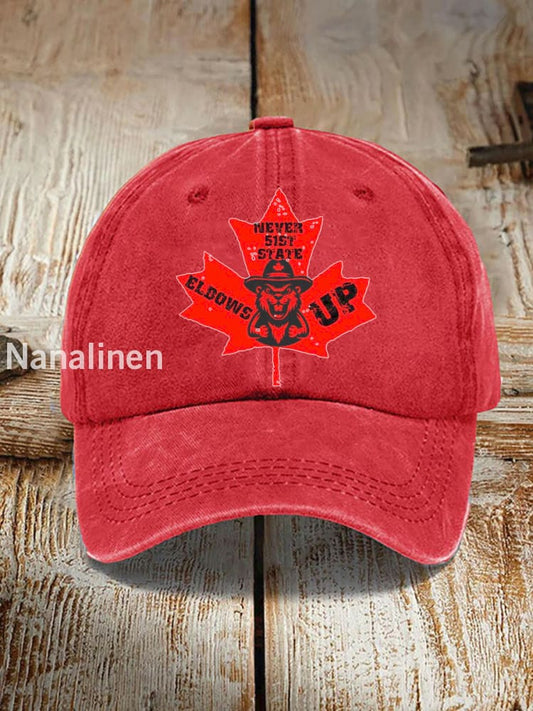 ’Never the 51st State ELBOWS UP’ print hat Red / JM