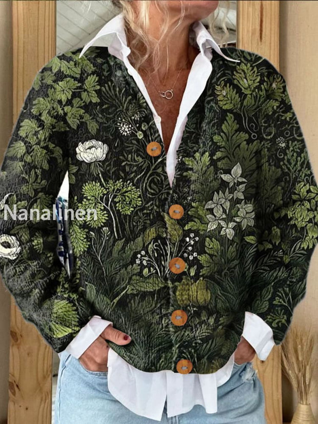 Retro Colorful Floral Art Print Button Cardigan Sweater A / S