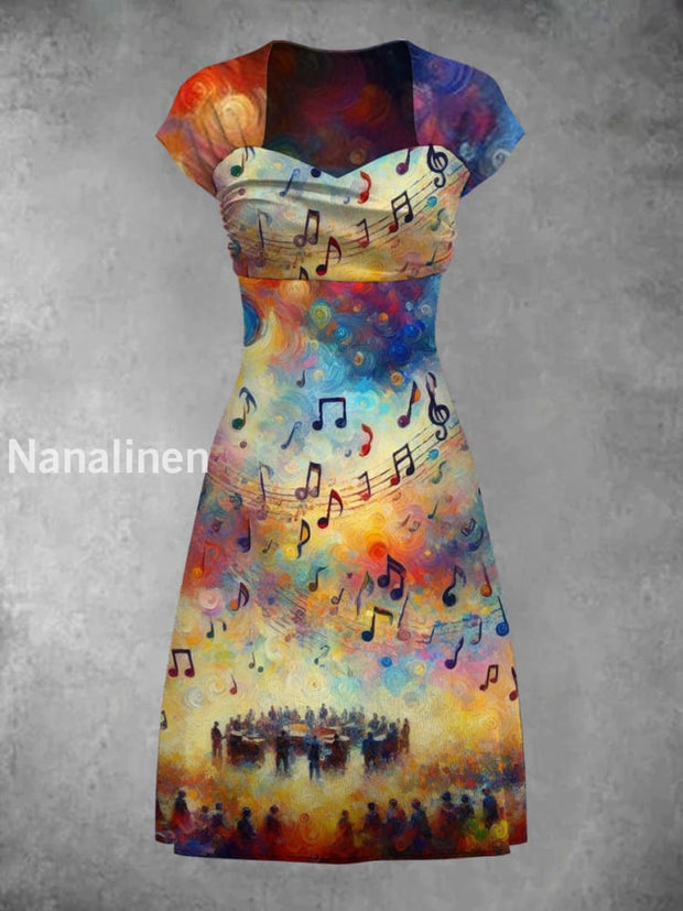 Rio Rock Festival Art Print Elegant Chic Short-Sleeved Temperament Dress A / S