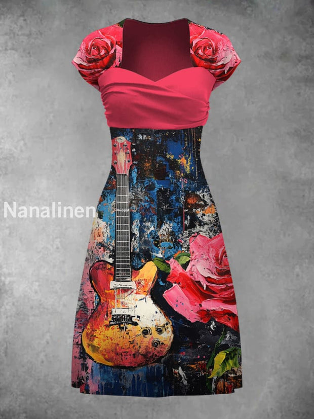 Rio Rock Festival Art Print Elegant Chic Short-Sleeved Temperament Dress A / S