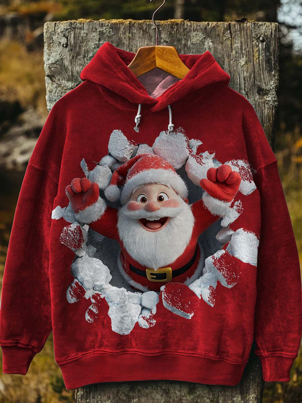 Abstract 3D Santa Claus Printed Casual Hoodie