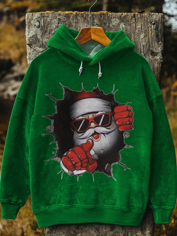 Abstract 3D Santa Claus Printed Casual Hoodie