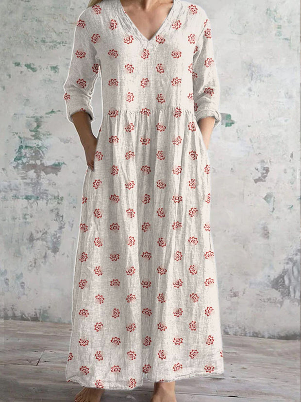 Retro Fashion Floral Print Casual Midi Dress