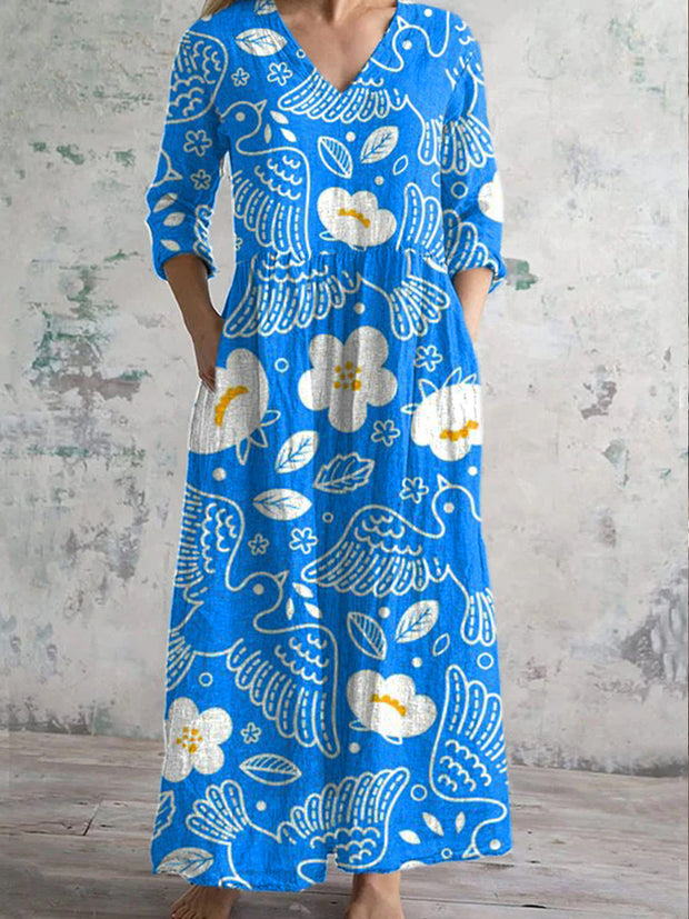 Women's Vintage Peace Dove Art Print Dress