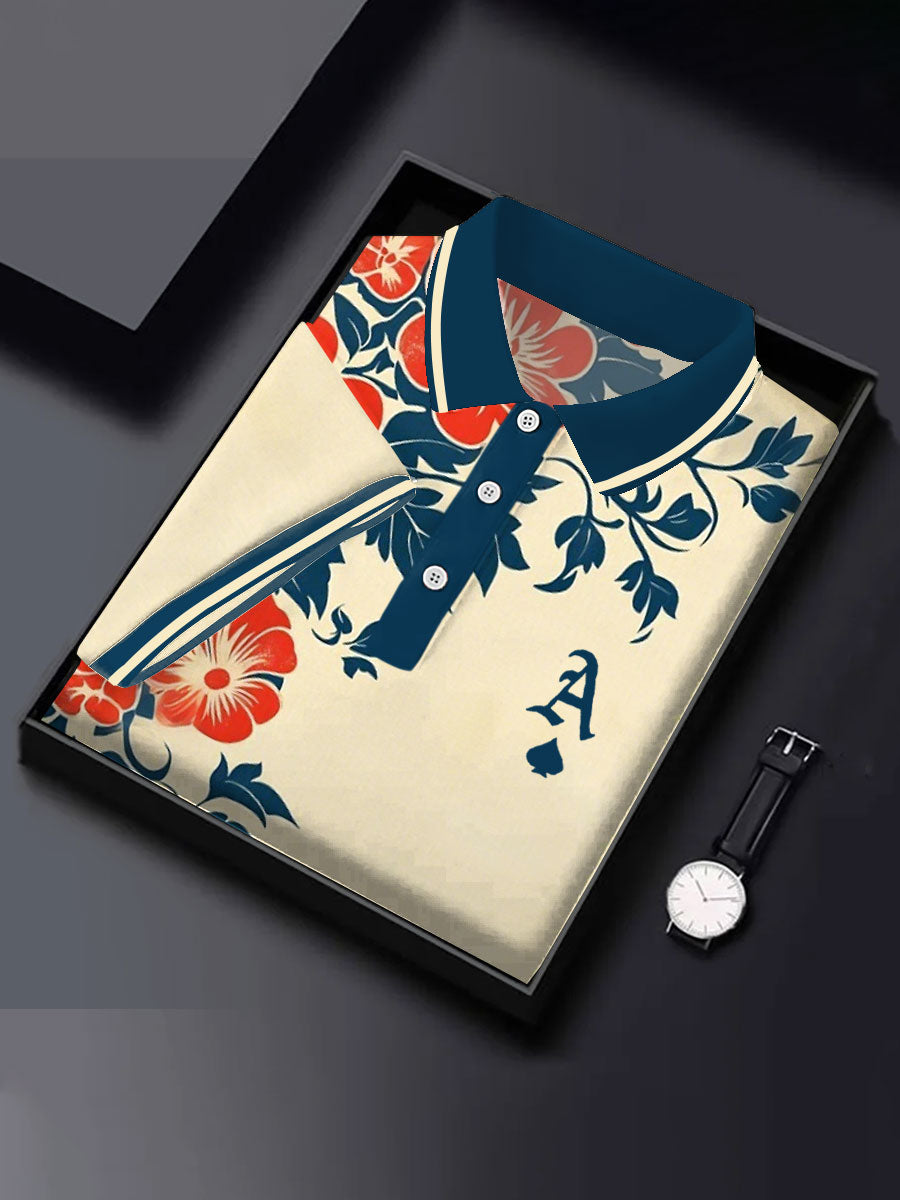 Men's poker vintage floral Ace of Spades tops